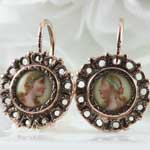 Antique Painted Porcelain Earrings